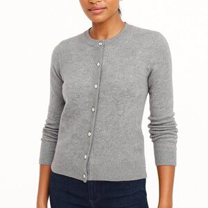 J Crew Everyday Cashmere - Jewel Button Cardigan Gray MD
